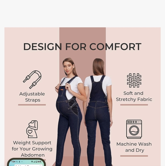 Johnny Mama Maternity overalls.Indigo blue. Size Medium maternity - Picture 4 of 10